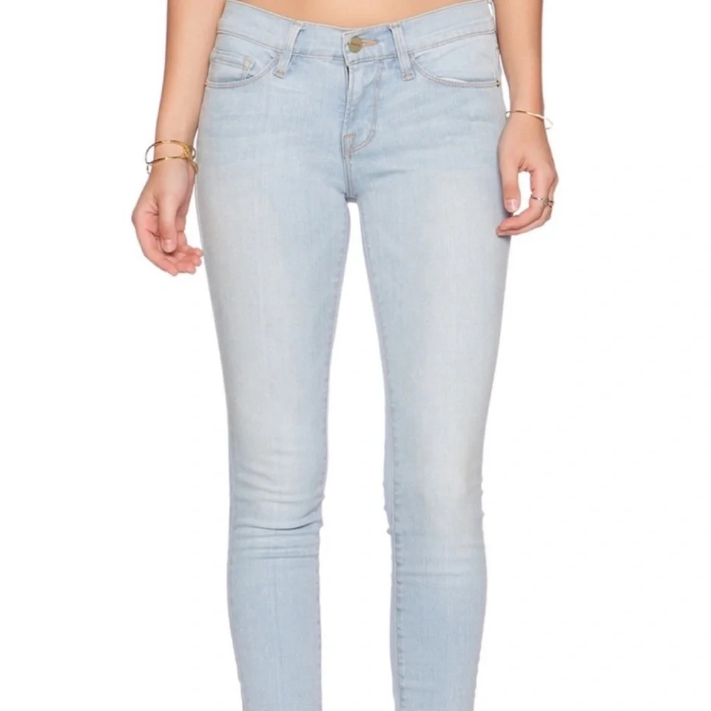 FRAME WOMENS LE SKINNY LE JEANNE JEANS LIGHT BLUE LOW RISE SIZE 25 - Picture 1 of 6